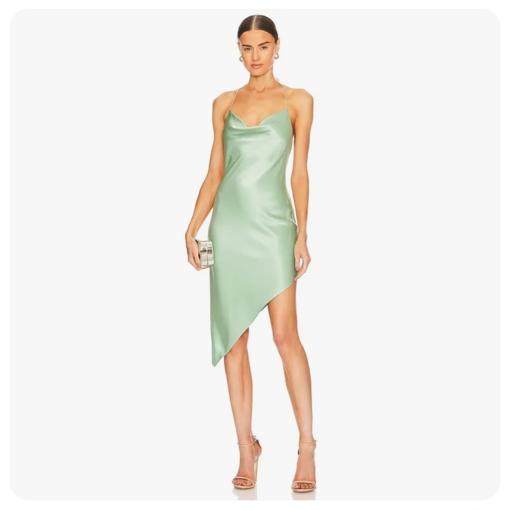 Alice + Olivia Harmony Asymmetrical Satin Slip Dress Sz 0